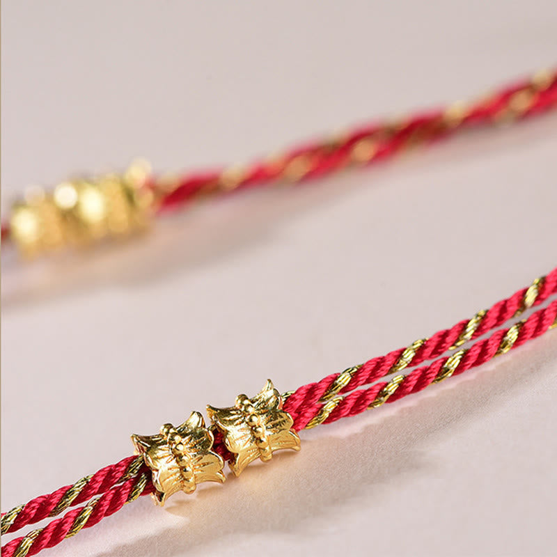 Braccialetto in corda intrecciata a mano con cinque Buddha Stones dell'imperatore e bilancia in rame  - image 12