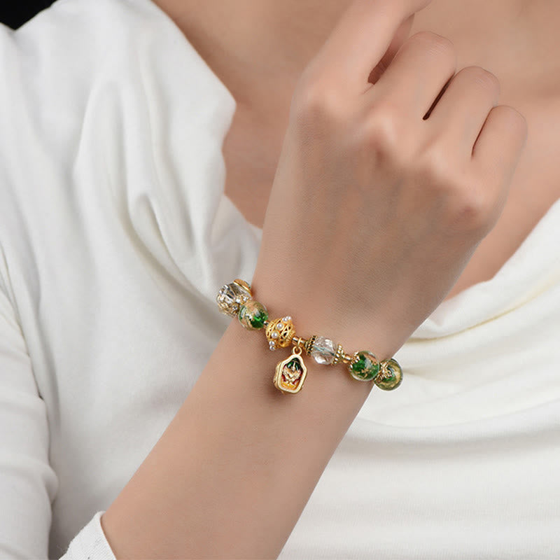 Bracciale Buddha Stones Liuli Glass 925 Sterling Silver Copper Keep Away Evil Spirits - image 11