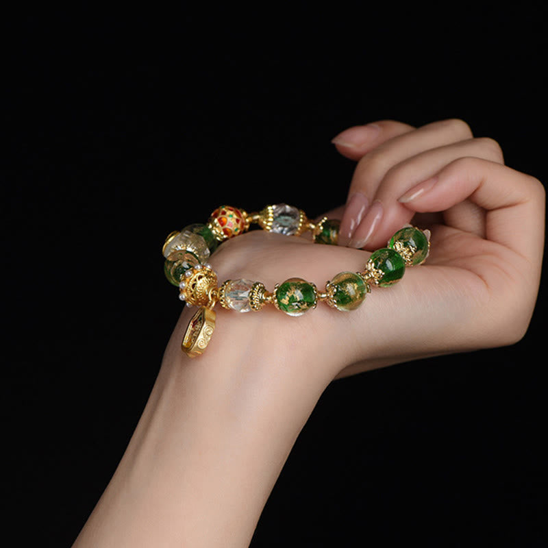 Bracciale Buddha Stones Liuli Glass 925 Sterling Silver Copper Keep Away Evil Spirits - image 12