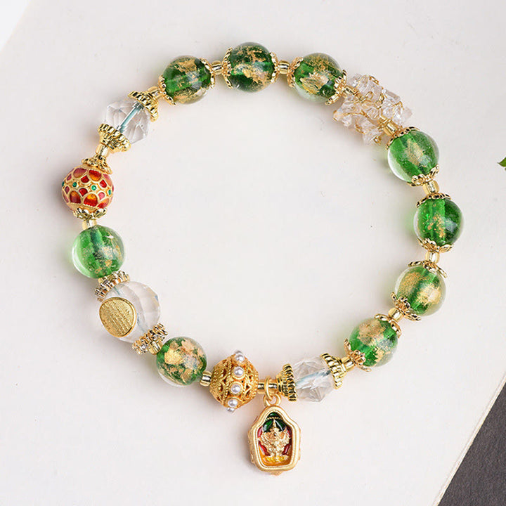 Bracciale Buddha Stones Liuli Glass 925 Sterling Silver Copper Keep Away Evil Spirits - Liuli Glass Argento Sterling 925 (Circonferenza del polso: 16-17 cm) - image 0