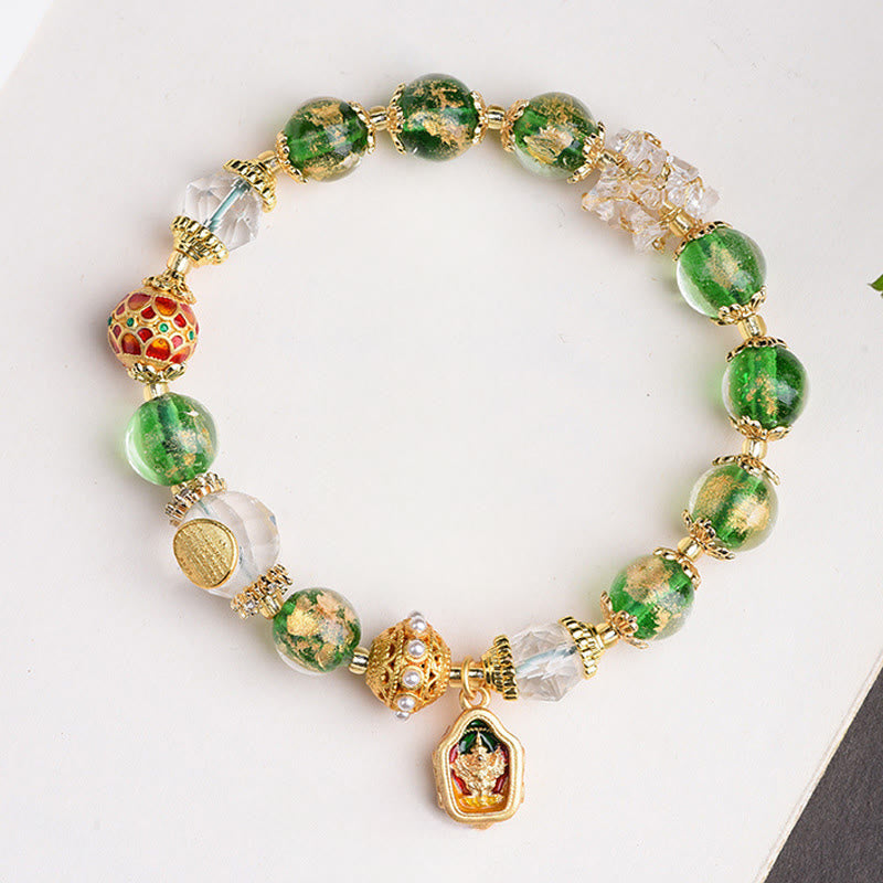 Bracciale Buddha Stones Liuli Glass 925 Sterling Silver Copper Keep Away Evil Spirits - Liuli Glass Argento Sterling 925 (Circonferenza del polso: 16-17 cm) - image 0