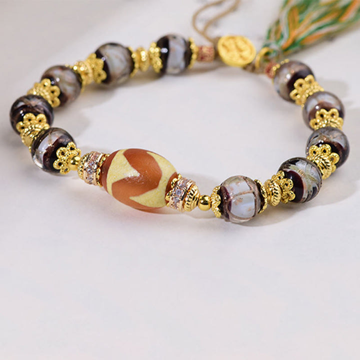 Braccialetto delle benedizioni con perline di vetro Dzi Buddha Stones Liuli - image 15