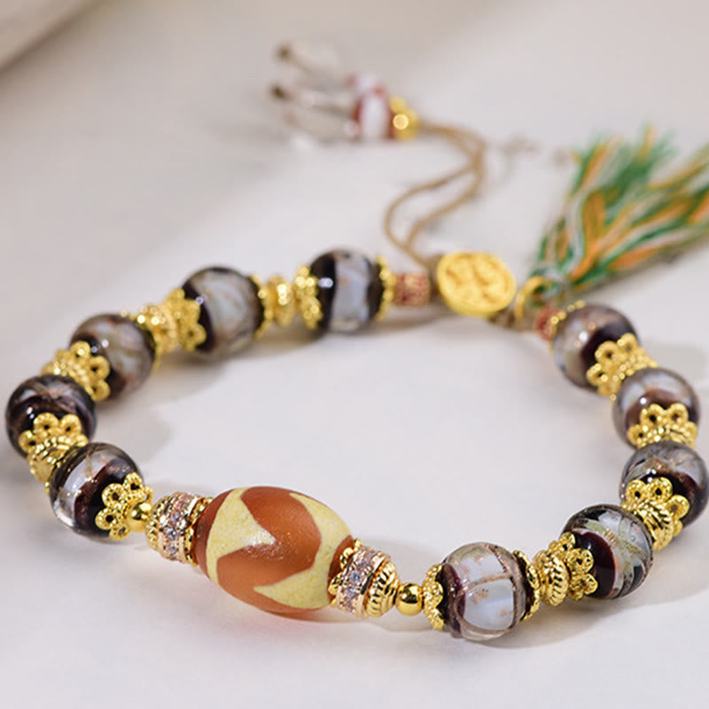 Braccialetto delle benedizioni con perline di vetro Dzi Buddha Stones Liuli - image 2