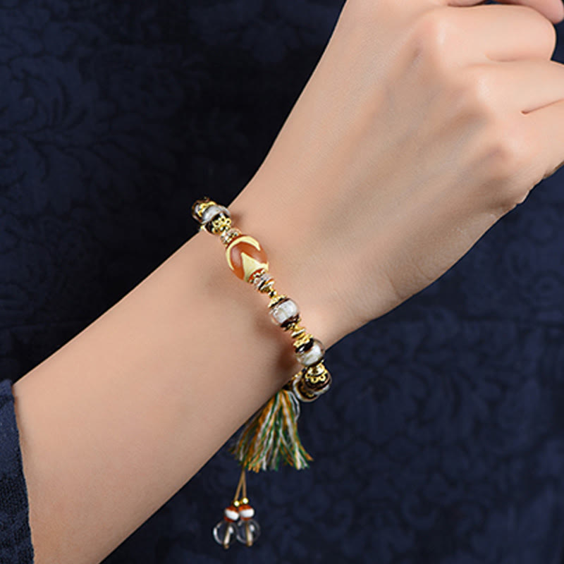 Braccialetto delle benedizioni con perline di vetro Dzi Buddha Stones Liuli - image 14