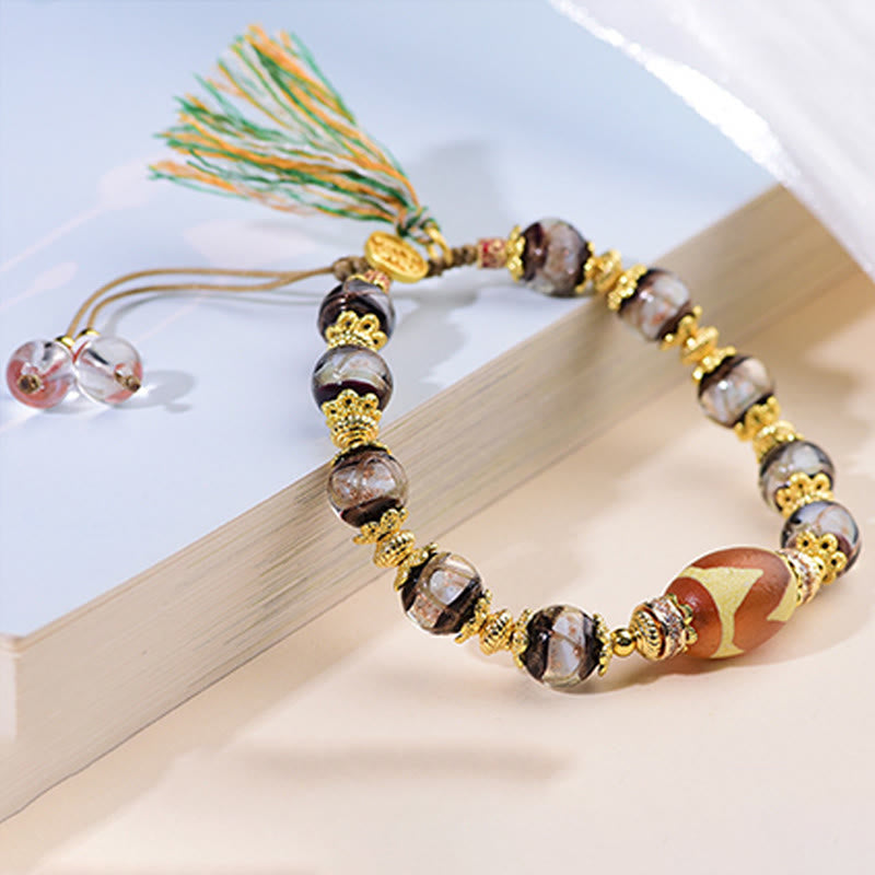 Braccialetto delle benedizioni con perline di vetro Dzi Buddha Stones Liuli - image 10