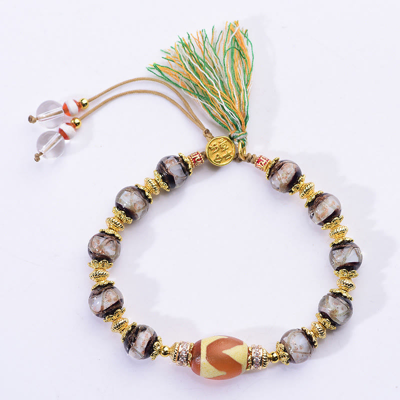 Braccialetto delle benedizioni con perline di vetro Dzi Buddha Stones Liuli - image 3