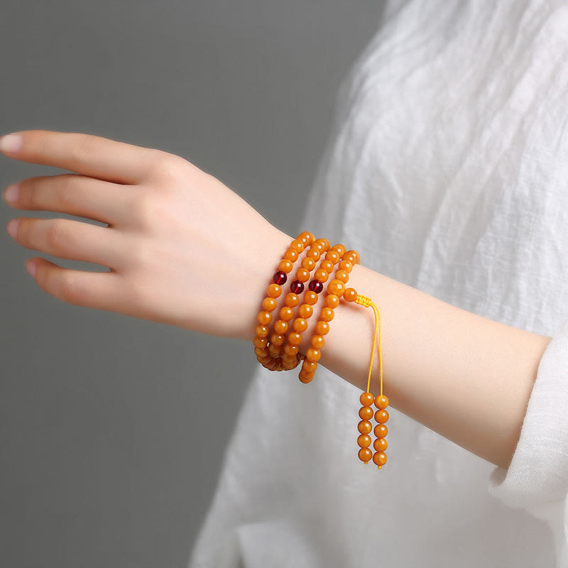 Mala con perline rotonde in ambra tibetana Buddha Stones - image 10