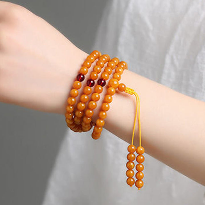 Mala con perline rotonde in ambra tibetana Buddha Stones - image 8