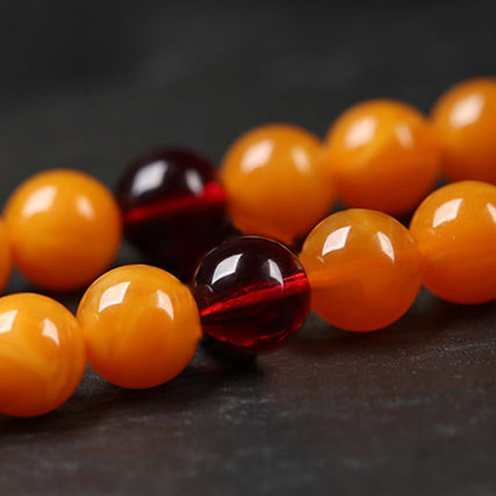 Mala con perline rotonde in ambra tibetana Buddha Stones - image 7