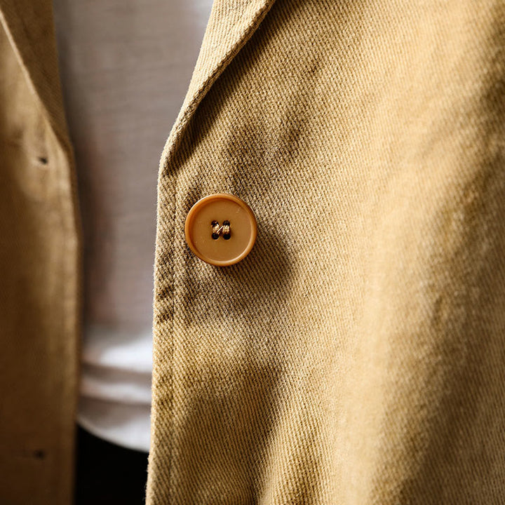 Giacca da donna in cotone di media lunghezza con tasche, maniche lunghe, colletto con revers, motivo Buddha Stones, primavera-autunno - image 8