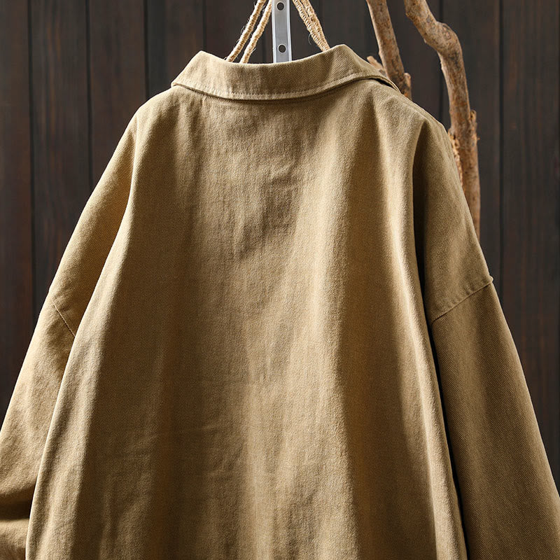 Giacca da Buddha Stones di media lunghezza con bottoni, colletto a revers e maniche lunghe, con tasche, ideale per primavera e autunno. - image 4