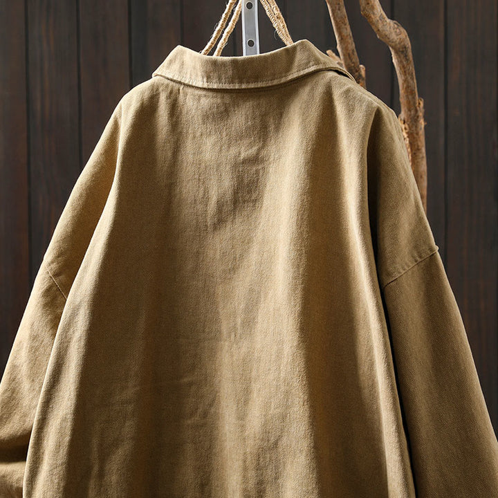 Giacca da Buddha Stones di media lunghezza con bottoni, colletto a revers e maniche lunghe, con tasche, ideale per primavera e autunno. - image 4