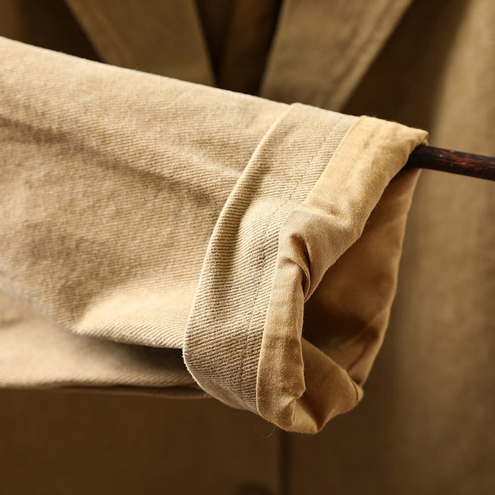 Giacca da donna in cotone di media lunghezza con tasche, maniche lunghe, colletto con revers, motivo Buddha Stones, primavera-autunno - image 10