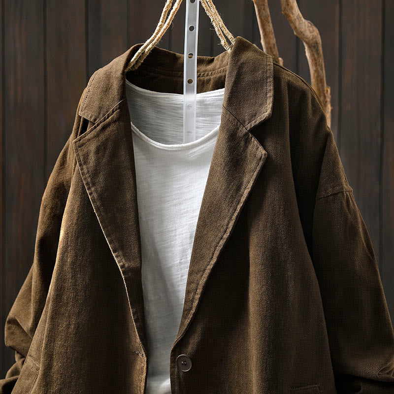 Giacca da Buddha Stones di media lunghezza con bottoni, colletto a revers e maniche lunghe, con tasche, ideale per primavera e autunno. - image 13
