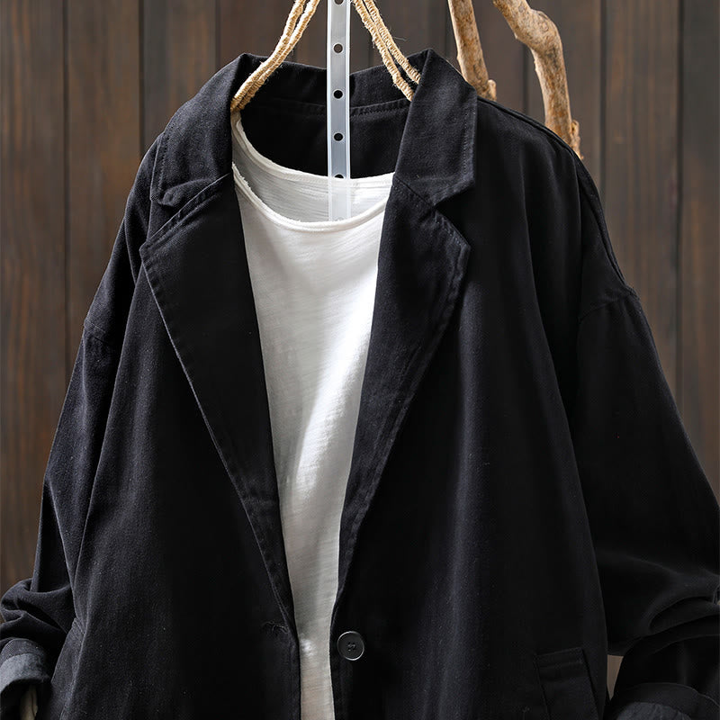 Giacca da donna in cotone di media lunghezza con tasche, maniche lunghe, colletto con revers, motivo Buddha Stones, primavera-autunno - image 21