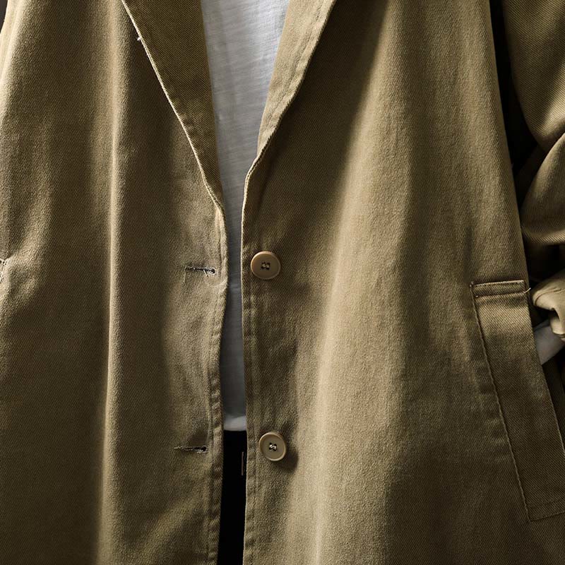 Giacca da donna in cotone di media lunghezza con tasche, maniche lunghe, colletto con revers, motivo Buddha Stones, primavera-autunno - image 26