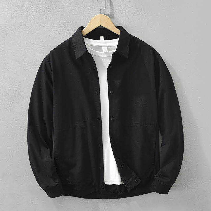 Camicia da uomo in cotone a maniche lunghe con colletto rialzato, semplice, tinta unita, con bottoni, Buddha Stones - Nero - US/UK/AU42, EU52 (3XL) - image 12