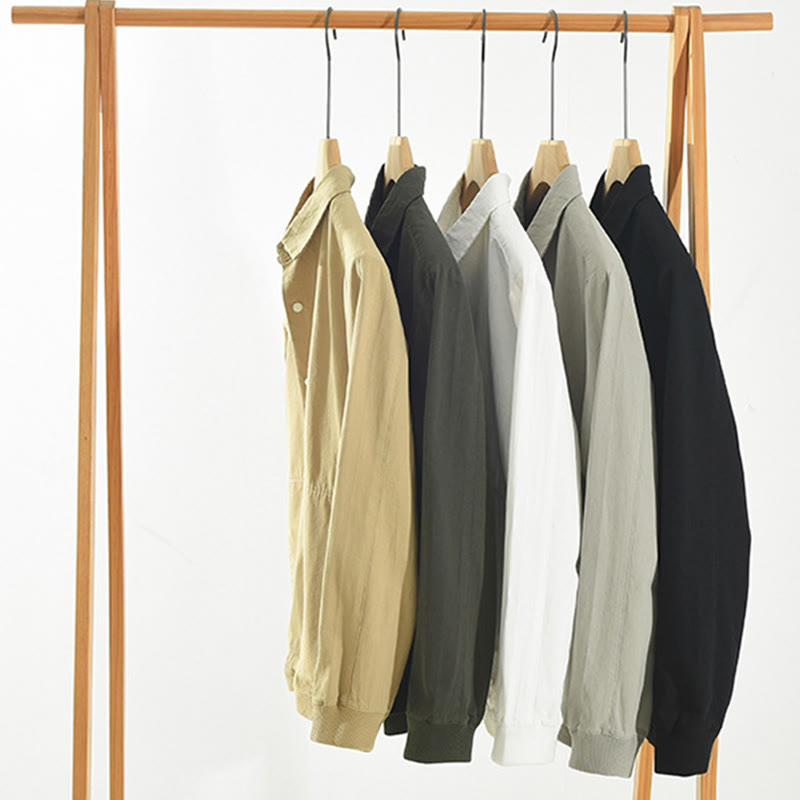 Camicia da uomo in cotone a maniche lunghe con colletto rialzato, semplice, tinta unita, con bottoni, Buddha Stones - image 20