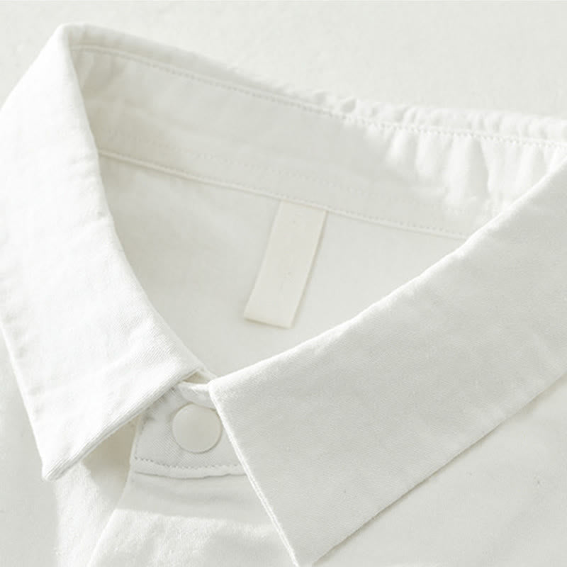 Camicia da uomo in cotone a maniche lunghe con colletto rialzato, semplice, tinta unita, con bottoni, Buddha Stones - image 15