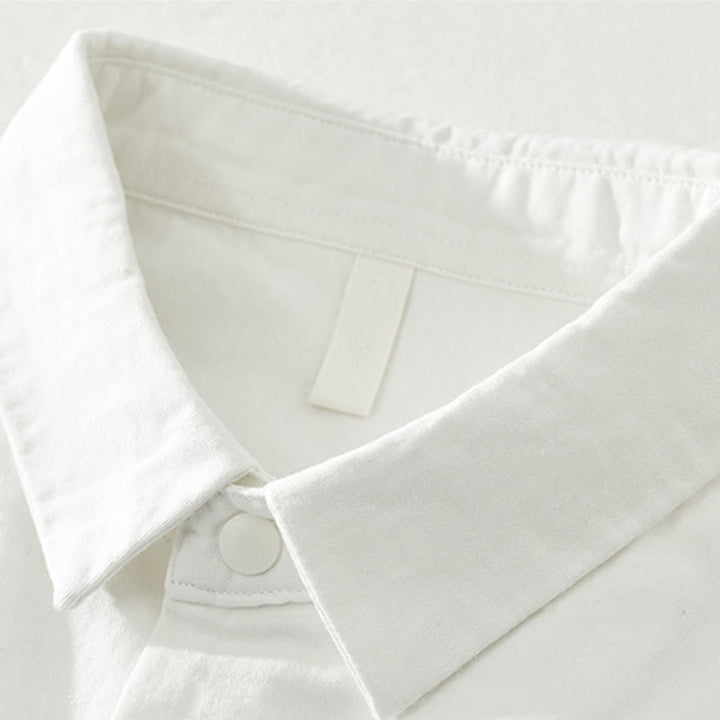 Camicia da uomo in cotone a maniche lunghe con colletto rialzato, semplice, tinta unita, con bottoni, Buddha Stones - image 15