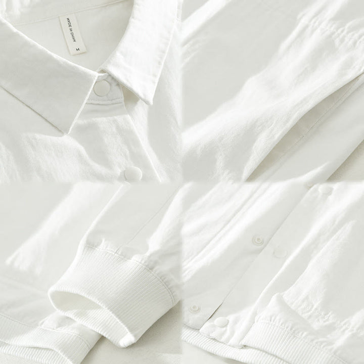 Camicia da uomo in cotone a maniche lunghe con colletto rialzato, semplice, tinta unita, con bottoni, Buddha Stones - image 18