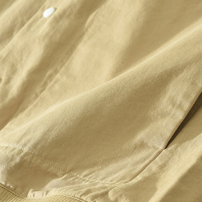 Camicia da uomo in cotone a maniche lunghe con colletto rialzato, semplice, tinta unita, con bottoni, Buddha Stones - image 2