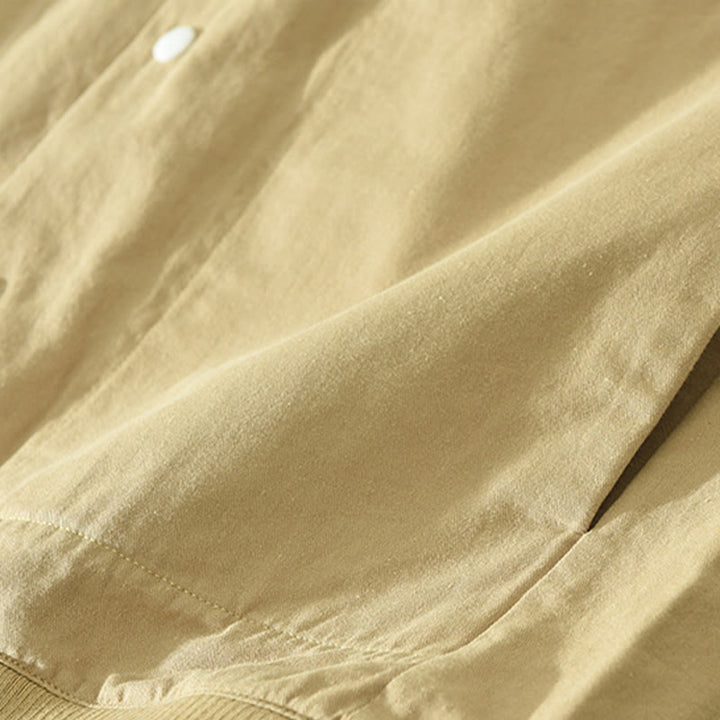 Camicia da uomo in cotone a maniche lunghe con colletto rialzato, semplice, tinta unita, con bottoni, Buddha Stones - image 2