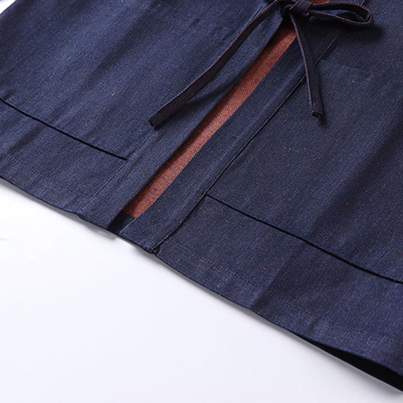 Giacca da uomo in denim e cotone con maniche a tre quarti, aperta sul davanti, con lacci Buddha Stones - image 5