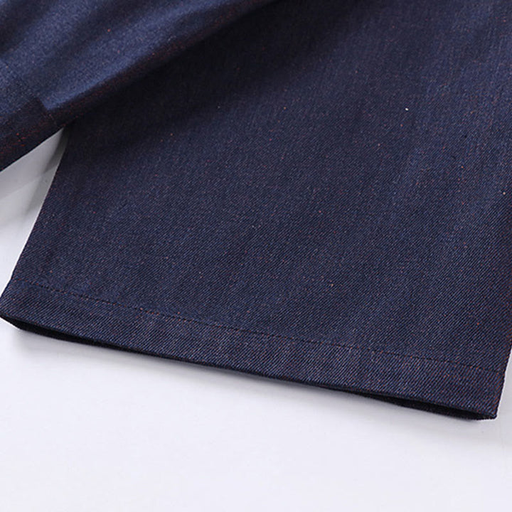 Giacca da uomo in denim e cotone con maniche a tre quarti, aperta sul davanti, con lacci Buddha Stones - image 9