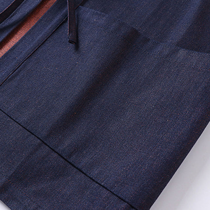 Giacca da uomo in denim e cotone con maniche a tre quarti, aperta sul davanti, con lacci Buddha Stones - image 6