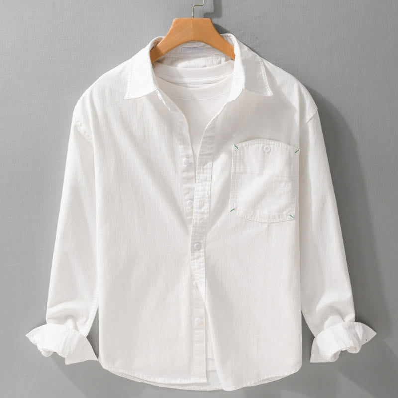 Camicia da uomo in cotone con colletto alla coreana, maniche lunghe, bottoni e tasca decorativa, motivo Buddha Stones - Bianco - US/UK/AU42, EU52 (3XL) - image 15