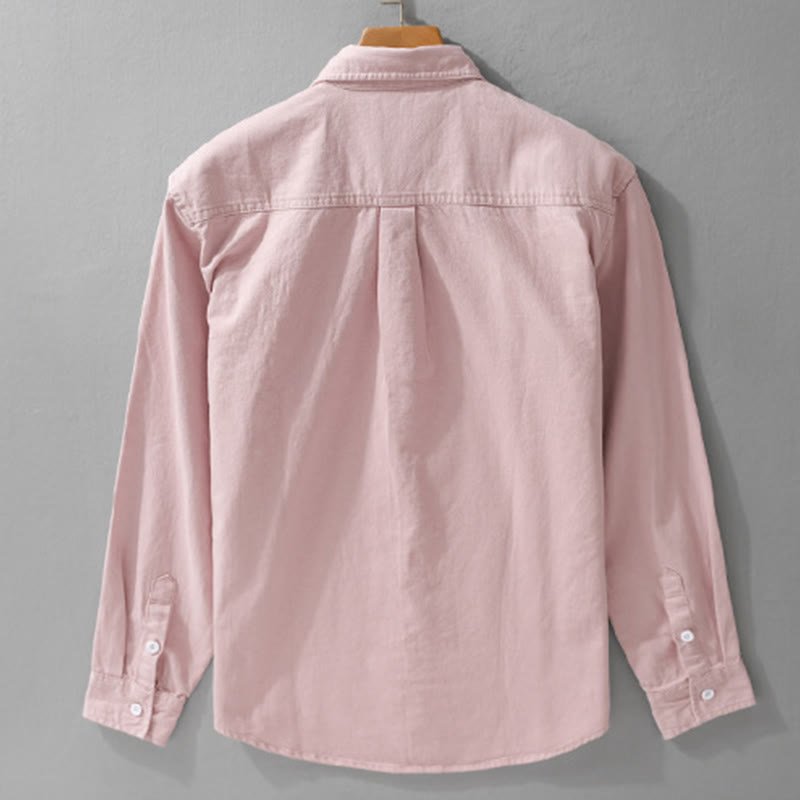 Camicia da uomo in cotone con colletto alla coreana, maniche lunghe, bottoni e tasca decorativa, motivo Buddha Stones - image 2