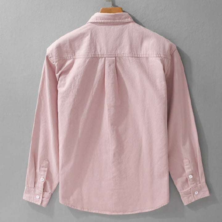 Camicia da uomo in cotone con colletto alla coreana, maniche lunghe, bottoni e tasca decorativa, motivo Buddha Stones - image 2