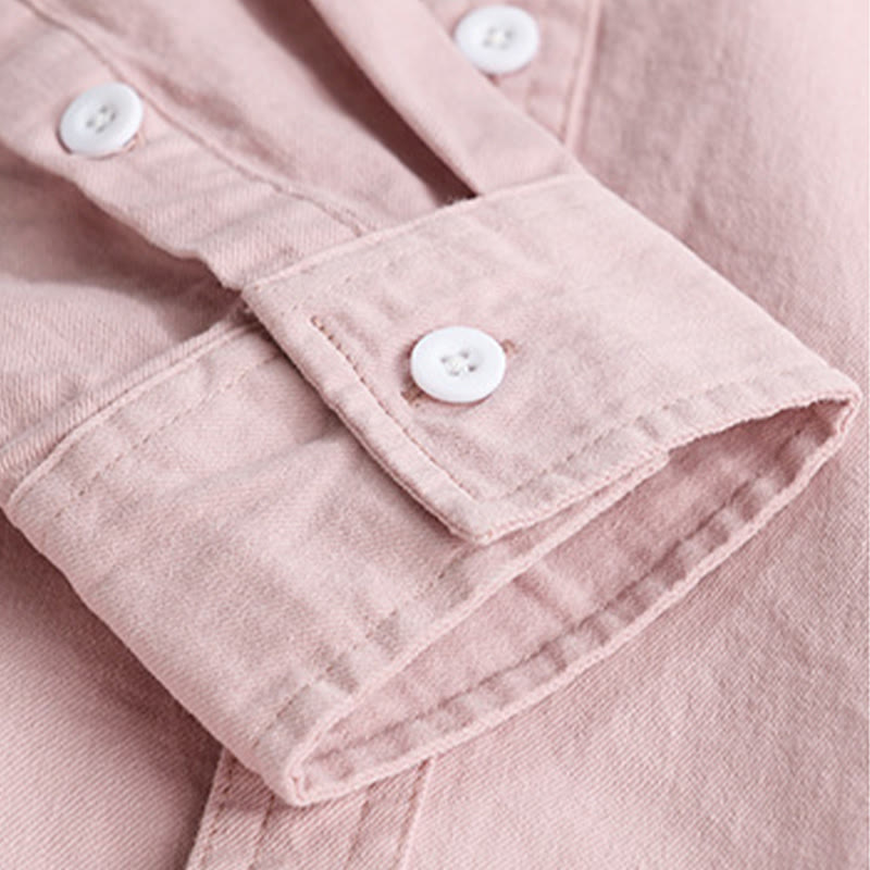 Camicia da uomo in cotone con colletto alla coreana, maniche lunghe, bottoni e tasca decorativa, motivo Buddha Stones - image 7