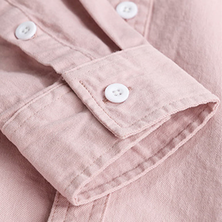 Camicia da uomo in cotone con colletto alla coreana, maniche lunghe, bottoni e tasca decorativa, motivo Buddha Stones - image 7