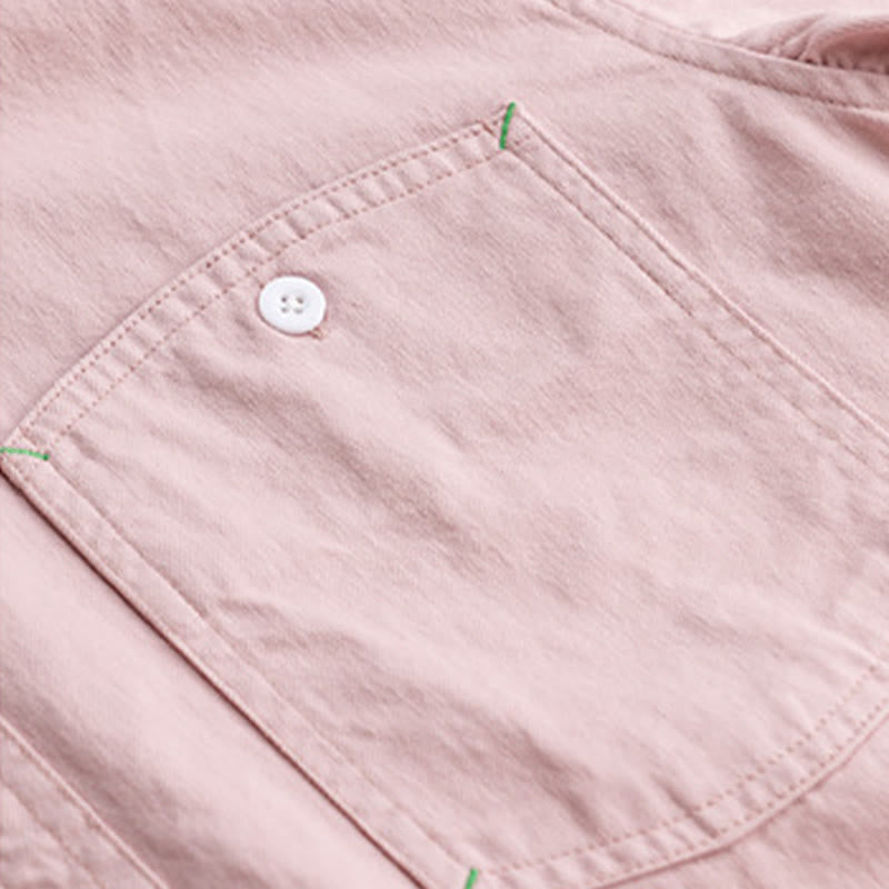 Camicia da uomo in cotone con colletto alla coreana, maniche lunghe, bottoni e tasca decorativa, motivo Buddha Stones - image 6