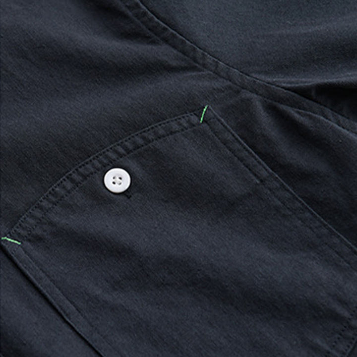 Camicia da uomo in cotone con colletto alla coreana, maniche lunghe, bottoni e tasca decorativa, motivo Buddha Stones - image 13