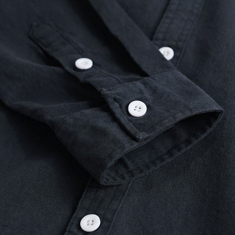 Camicia da uomo in cotone con colletto alla coreana, maniche lunghe, bottoni e tasca decorativa, motivo Buddha Stones - image 14