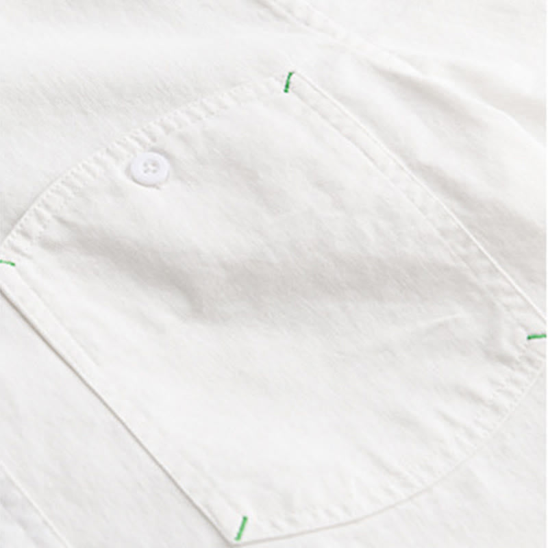 Camicia da uomo in cotone con colletto alla coreana, maniche lunghe, bottoni e tasca decorativa, motivo Buddha Stones - image 17