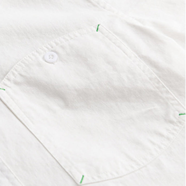 Camicia da uomo in cotone con colletto alla coreana, maniche lunghe, bottoni e tasca decorativa, motivo Buddha Stones - image 17