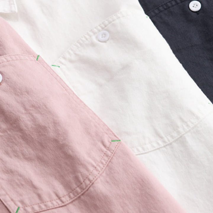 Camicia da uomo in cotone con colletto alla coreana, maniche lunghe, bottoni e tasca decorativa, motivo Buddha Stones - image 21