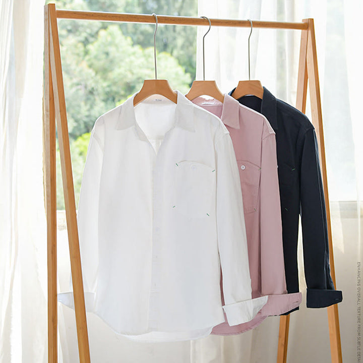 Camicia da uomo in cotone con colletto alla coreana, maniche lunghe, bottoni e tasca decorativa, motivo Buddha Stones - image 19