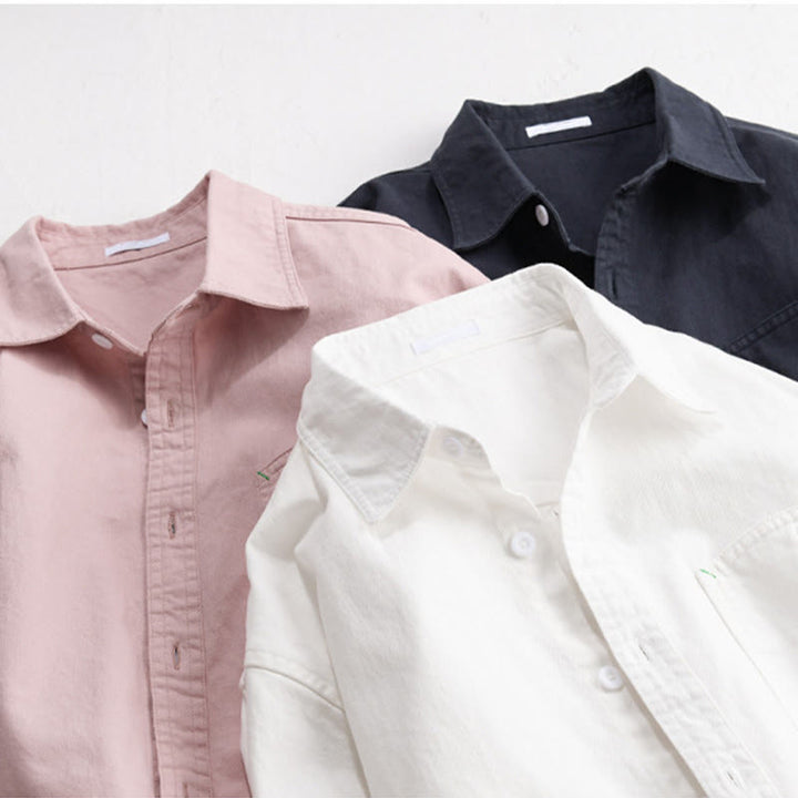 Camicia da uomo in cotone con colletto alla coreana, maniche lunghe, bottoni e tasca decorativa, motivo Buddha Stones - image 20