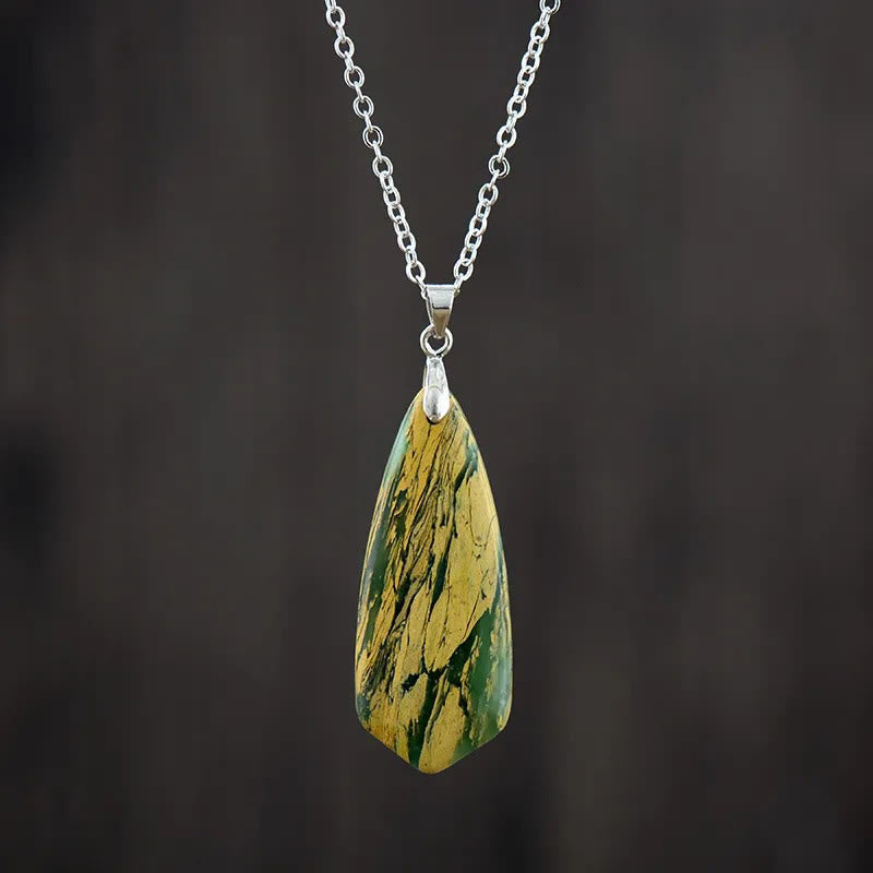 Buddha Stones Pietra dell'Imperatore Collane della Felicità Pendenti - Pietra dell'Imperatore Giallo Catena Bianca - image 0