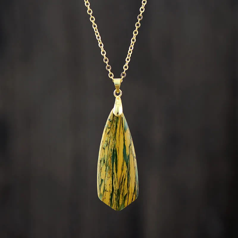 Buddha Stones Pietra dell'Imperatore Collane della Felicità Pendenti - Catena dorata con pietra dell'imperatore giallo - image 1