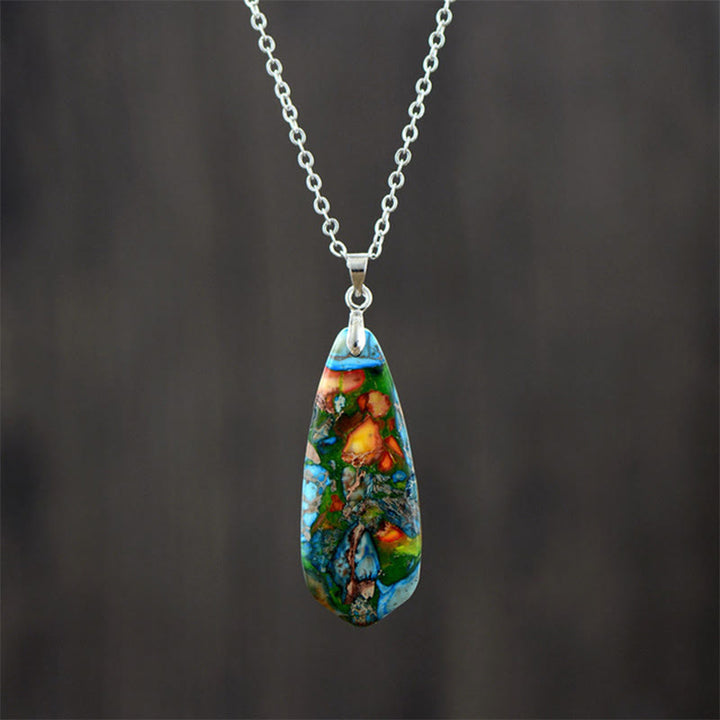 Buddha Stones Pietra dell'Imperatore Collane della Felicità Pendenti - Catena bianca con pietra dell'imperatore blu - image 5