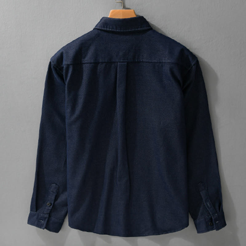 Camicia da uomo in cotone a maniche lunghe con colletto rialzato e bottoni , Buddha Stones Fall Solid - image 7