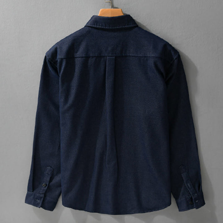 Camicia da uomo in cotone a maniche lunghe con colletto rialzato e bottoni , Buddha Stones Fall Solid - image 7