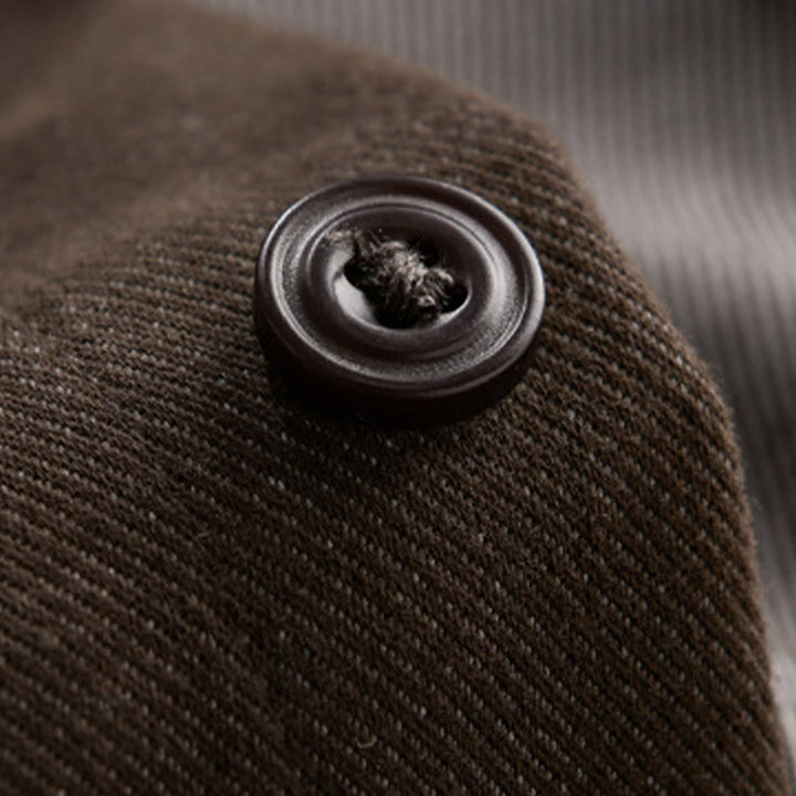 Camicia da uomo in cotone a maniche lunghe con colletto rialzato e bottoni , Buddha Stones Fall Solid - image 5