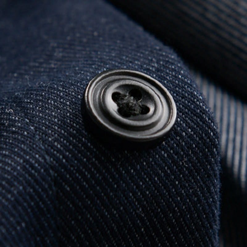 Camicia da uomo in cotone a maniche lunghe con colletto rialzato e bottoni , Buddha Stones Fall Solid - image 8